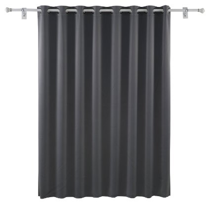Deconovo Solid Wide Width Grommet Thermal Insulated Light Grey Blackout Window Curtain For Bedroom 100"W X 84"L,1 Panel