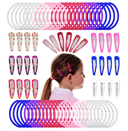 HAIR ACCESSORIES FOR GIRLS: Giant 80 Piece Colourful Hair Accessories Set Of 30 Silicone Coated Hair Clips, Barrettes & 50 Hair Bands. Makes An Ideal Gift or Present For Little Girls & Toddlers.
