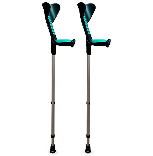 ORTONYX Walking Forearm Crutches 1 Pair - Ergonomic Handle with Comfy Grip - High Density Sturdy Aluminum - Standard Size, Height 30"-40”