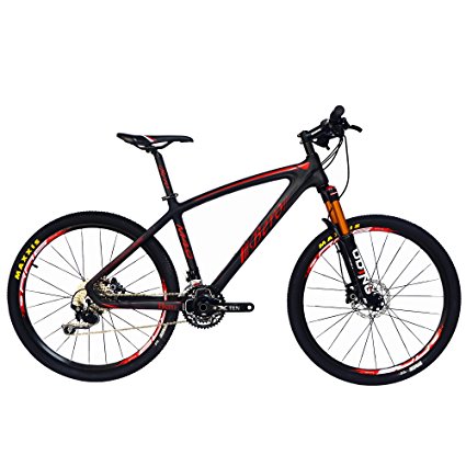 BEIOU Carbon Fiber Mountain Bike Hardtail MTB 10.65 kg SHIMANO M610 DEORE 30 Speed Ultralight Frame RT 26-Inch Professional Internal Cable Routing Toray T800 Carbon Hubs Matte