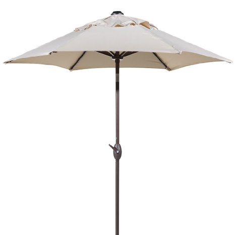 Abba Patio 7-1/2 ft. Round Outdoor Market Patio Umbrella with Push Button Tilt and Crank Lift, Beige