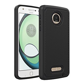 Moto Z Play Case, Moto Z Play Droid Case, Asmart Hybrid Dual Layer Armor Defender Phone Case for Motorola Moto Z Play Droid, Shockproof, Drop Protection (Black)