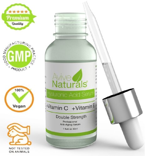 ★LIMITED SALE★ Organic BEST Hyaluronic Acid Serum with Vitamin C and E - Great for Reducing Wrinkles, Skin Rejuvenation, Moisturiser for Face and Neck, Anti Ageing Serum - Avive Naturals Vegan CLINICAL STRENGTH Anti Wrinkle Serum Pro Formula - Premium Natural Ingredients Aloe, Jojoba Oil, MSM, Witch Hazel, Vitamin C Serum and Green Tea Extracts for Facelift - 30ml (1 Oz) Bottle