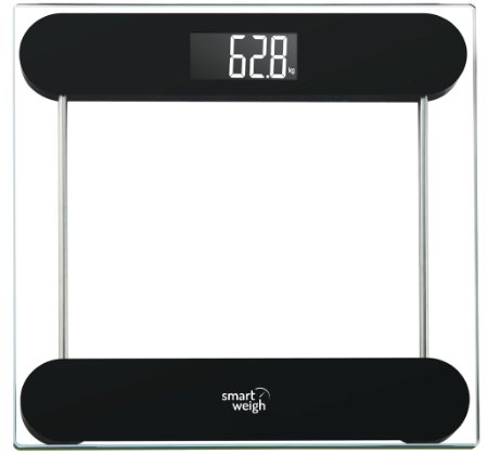 Smart Weigh Precision Digital Vanity/Bathroom Scale, Smart Step-On Technology, Tempered Glass Platform and Large Backlight Display