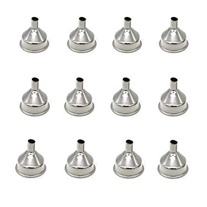 Glittermall Pack of 12 Mini Funnel Set-Stainless Steel for Essential Oil Bottles/Flasks (S: 12PCS MINI SIZE)