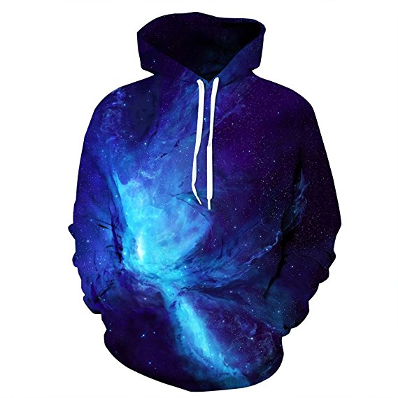 SAYM Men's 3D Galaxy Print Pullover Casual drawstring Sweatshirt Hooded Hoodie