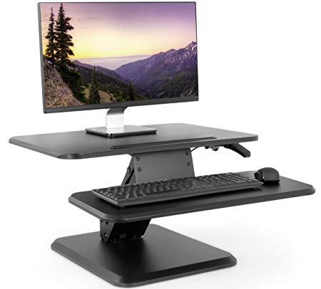 VIVO Black Height Adjustable Standing Desk Monitor Riser - 25" Tabletop Sit to Stand Gas Spring Workstation (DESK-V001G)