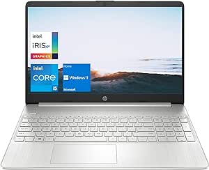 HP 15 Notebook Laptop, 15.6" FHD Display, Intel Core i5-1135G7, 16GB DDR4 RAM, 512GB PCIe NVMe SSD, Webcam, Wi-Fi, Bluetooth, Windows 11 Home, Silver