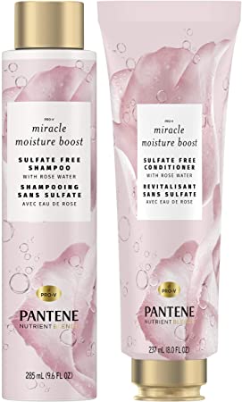 Pantene Nutrient Blends Miracle Moisture Boost Rose Water Shampoo and Conditioner Dual Pack for Dry Hair, Sulfate Free, 1 Count