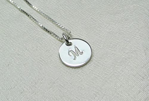 Monogram Necklace Sterling Silver Personalized Necklace Gift for Her Custom Hand Stamped Disc Initial Necklace Layering Jewelry