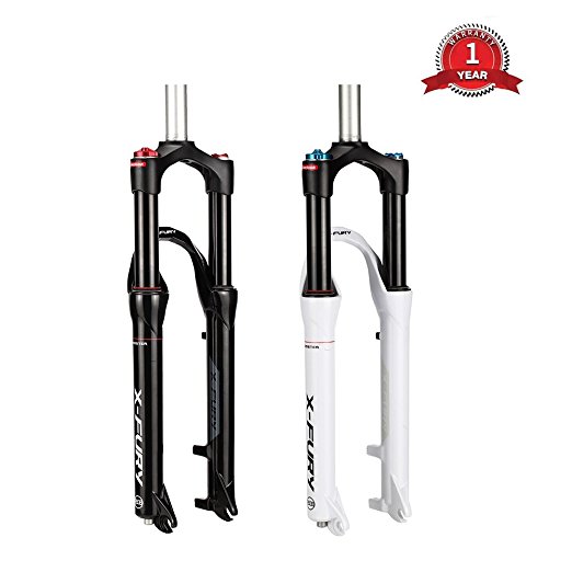 XOSS MTB Front Suspension Forks, Replacement Bike Air Shock Aluminium Alloy Fork 26/27.5 100mm Travel