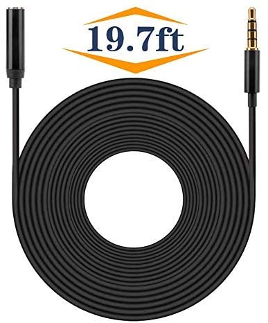 Extension Cord Cable for Lavalier Mini Mic Microphone 3.5mm Male to Female 19.7 Foot 6 Meter for iPhone Android Smartphones Cellphones 3.5 TRRS Cord for Noise Cancelling Mic