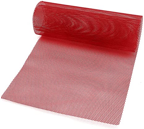 ikasus 40 x 13 inch Universal Car Grill Mesh,Aluminum Alloy Grille Mesh Sheet,Rhombic Grill Mesh Aluminum Alloy Automotive Grille Insert Bumper Grille Net Mesh Grill Hole 6 x 12mm,Red