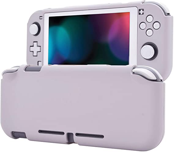 eXtremeRate PlayVital Customized Protective Grip Case for Nintendo Switch Lite, Rhapsody Violet Hard Cover for Nintendo Switch Lite - 1 x White Border Tempered Glass Screen Protector Included