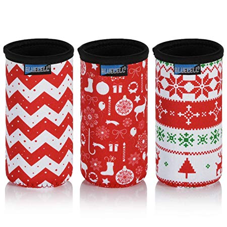 Bluecell Pack of 3 Neoprene Insulators Christmas Socks Snowflake Beer Can Sleeves Fit for 12oz Slim Drink Beer Cans (Christmas(3pcs))