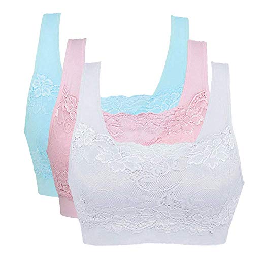 Lace Bra Seamless Lace Coverage Daily Bra Comfortable Bralette Sleep Bra with Removable Pads