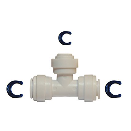 3/8" OD x 3/8" OD x 1/4" OD tubing T spliter (reducing tee) with QC. Allow using 1/4" RO tubing on 3/8" OD RO line. Uses in water filters or Reverse Osmosis Systems