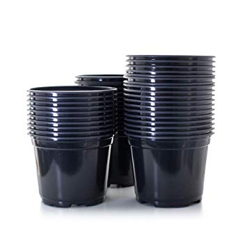 YIKUSH 100 Pcs 4" Plastic Plants Nursery Pot Durable Seed Starting Pots Garden Plant Container, Black
