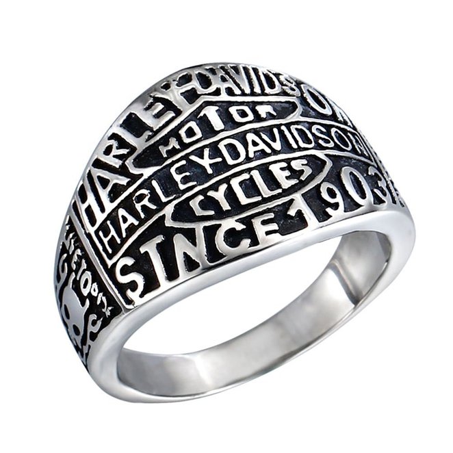 BlueTop Men's Stainless Steel Band Mens Vintage Celtic Punk Gothic Biker Ring with Skull, Black Silver