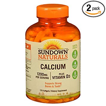 Sundown Naturals Calcium plus Vitamin D3, 1200mg, Softgels 170 ea (Pack of 2)