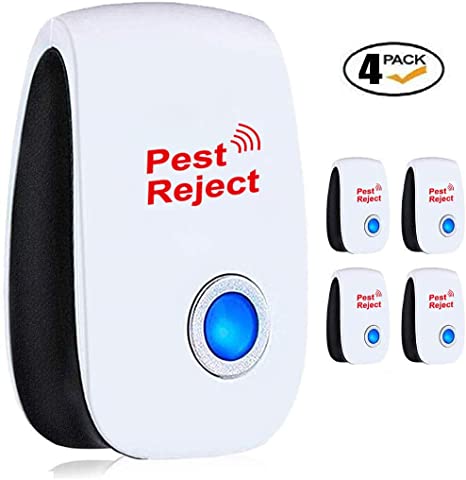Ultrasonic Pest Repeller, Electronic Plug In Mouse and Rat Repeller, Pest Control Insect and Spider Repellent Mice Repellent For Mosquitos, Flies, Roaches, Rats, Mice - 4 pack