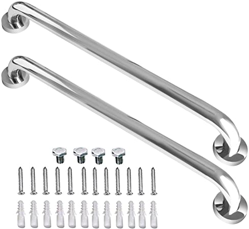 2 Pack 24 Inch Shower Grab Bar, ZUEXT Chrome Stainless Steel Bathroom Grab Bar Handle, Bathroom Shower Balance Bar, Safety Hand Rail Support, Handicap Elderly Senior Assist Bath Handle(1.25" Diameter)