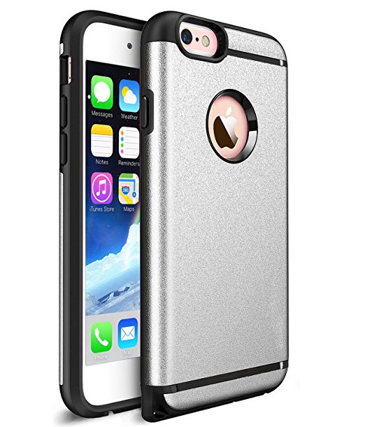 iPhone 6S Plus Case, iPhone 6 Plus Case, CHTech Fashion Double Layer Heavy Duty Protection Scratch Proof Armor Case for Apple Case Cover for Apple iPhone 6 Plus/ 6S Plus [Silver]