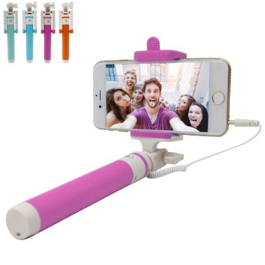 Selfie Stick, Lovely Selfie Sticks Extendable Wired Selfie Stick Lovely Colors Cute Selfie Sticks Do Not Need to Charge Selfie Sticks (Pink)
