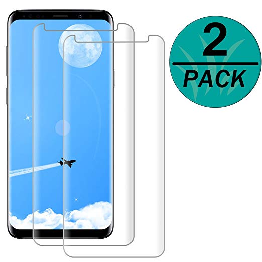 [2 Pack] Galaxy S9 Plus Screen Protector [9H Hardness][Anti-Scratch] [Anti-fingerprint][3D Curved] [High Definition] [Ultra Clear] Tempered Glass Screen Protector for Samsung Galaxy S9 Plus