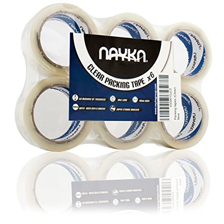 Nayka Clear Packing Tape (6 Rolls) – Heavy Duty Adhesive for Moving, Packaging, Parcels, and Storage Boxes – Stickier, Airtight Seal – UV & Moisture Resistant
