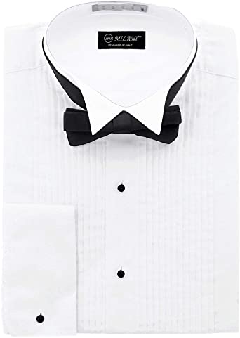 Milani Men's Tuxedo Shirt with French Cuffs and Bow Tie