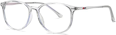 QIFANDI Blue Light Blocking Computer Glasses for Women Men, Vintage Retro Round Anti Eye Strain Headache Reading Frame