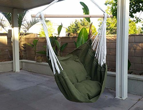 Topcare Hammock Chair Hanging Rope Chair Porch Swing Outdoor Chairs Lounge Camp Seat At Patio Lawn Garden Backyard Army Green