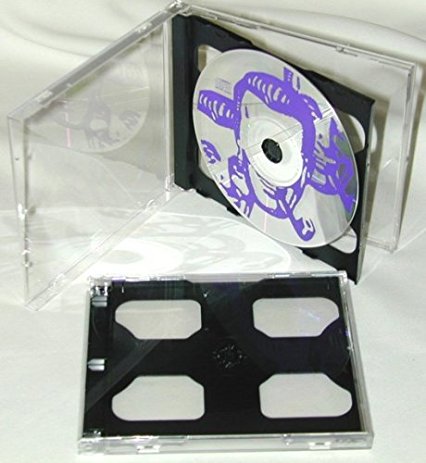 100 x Double Slimline CD Jewel Boxes with Dark Grey / Black Pivot Tray #CD2R10DG (HOLDS 2 CDS IN THE SPACE OF ONE STANDARD SIZED JEWEL BOX!)