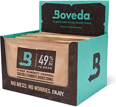 Boveda for Music | 49% RH 2-Way Humidity Control Replacement for Use in Fabric Holder | Size 70 for Fretted and Bowed Wood Instruments | Prevents Cracking and Warping | 12-Count Retail Carton