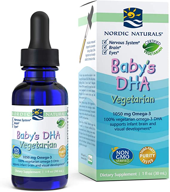 Nordic Naturals Baby’s DHA Vegetarian, Unflavored - 1050 mg Plant-Based Omega-3 - 1 oz - Supports Brain & Vision Development in Babies - Non-GMO, Vegan - 15 Servings