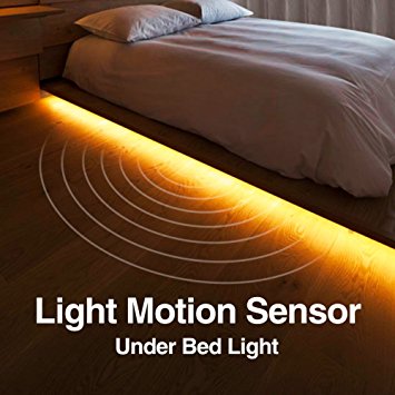 Motion Activated Under Bed Light,BBOUNDER Motion Sensor Led Strip Light ,Bedside Night Light ,Illumination with Automatic Shut Off Timer for Cabinets,Under Stairs, Bedroom(Warm Soft Glow)