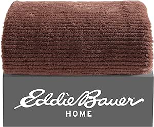 Eddie Bauer - Throw Blanket, Soft Plush Bedding with Micromink Reverse, Cozy Home Decor for Bed or Couch (Textured Solid Brown, 50" x 60")