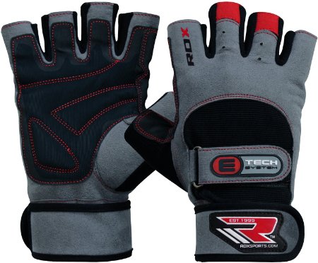 RDX Gym Leather Mens Weight Lifting Gloves Cross Training Bodybuilding Fitness Workout