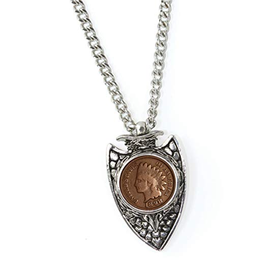 American Coin Treasures 1800s Indian Cent Arrowhead Men's Pendant Necklace