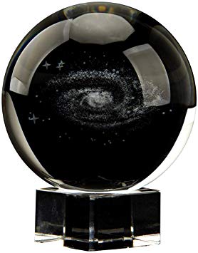Aircee 3D Galaxy Crystal Ball, Decorative Glass Ball with A Stand, Home Office Decor, 60mm (2.36inch), Great Gifts with Gift Box