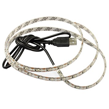 KAPATA Waterproof Superbright 100cm Warm White SMD Led Strip Light Lamp with USB Cable Port 5v