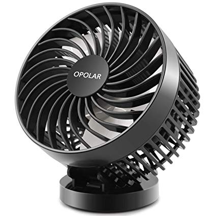 OPOLAR Battery Operated Fan, USB Rechargeable Personal Fan, Cordless Design, Powered by USB or 2200mAh Battery, Adjustable Wind, for Office, Car, Outdoor-Stepless Wind Speed