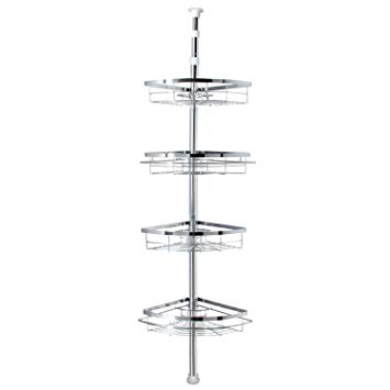 Lifewit Corner Shower Caddy 4 Tier Adjustable Shower Organizer Bathroom Constant Tension Corner Pole Caddy Free Standing Easy Installed Shower Caddies for Shampoo, Soap