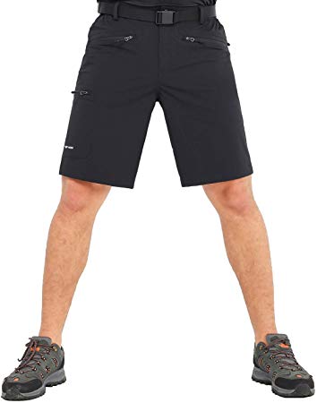 MIER Men's Quick Dry Cargo Shorts Lightweight Stretch Travel Hiking Shorts with 5 Zipper Pockets, Water Resistant