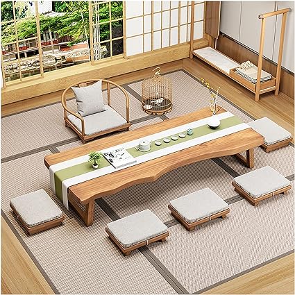 Japanese Floor Table, Low Altar Table for Meditation, Tatami Coffee Table, Small Tea Table for Floor Sitting, for Dining & Spiritual Practices (Color : Brown, Size : 120x60x35cm)