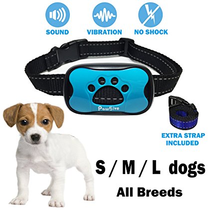 No Bark Dog Collar Small Medium Large All Breeds 2018 Anti-Bark Control Deterrent Pet Safe & Humane Train Device Automatic Sound Vibration No Harm Static Shock Water Repellent Any Weather Condition