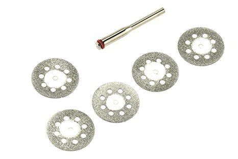 SE DW13 6-Piece Diamond Wheel Set with Breathing Holes & Mandrel, Shank Size: 1/8"