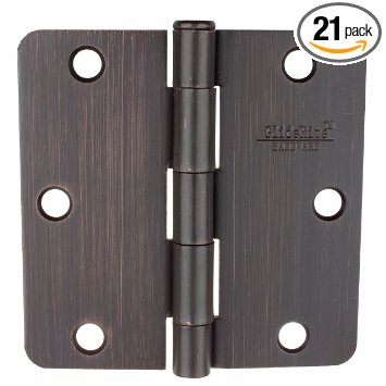 GlideRite Hardware 3514-ORB-21 3.5 inch steel Door Hinges 0.25 inch Radius Oil Rubbed Bronze Finish 21 Pack