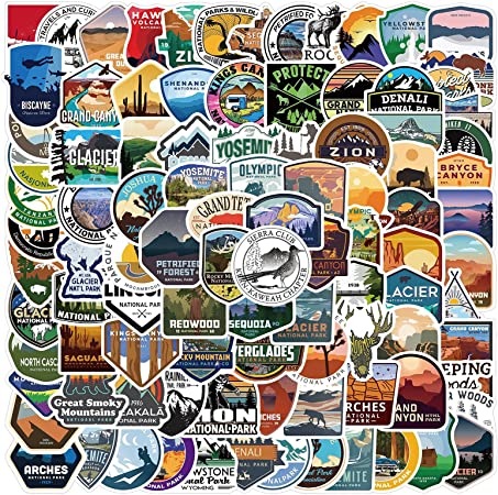 Pure Compression 200 PCS National Park Stickers Pack - Yellowstone Outdoor Travel Adventure Western Canyon City State Nature Sticker - Traveling Hiking Camping Decals for Water Bottle Backpack 200pcs